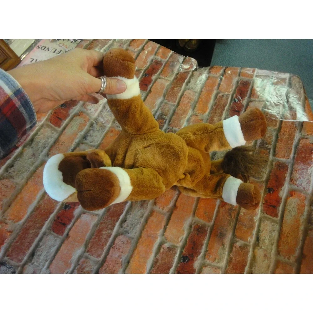 Russ Berrrie Pony Hand Puppet Stuffed Animal Plush Brown White Derby Horse 13